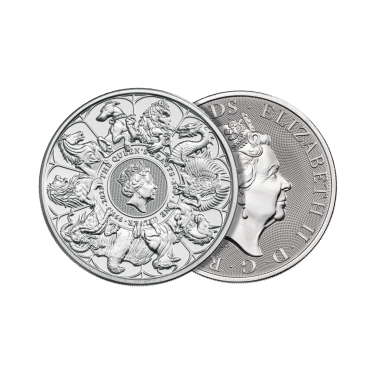 2 Troy ounce zilveren munt Queens Beasts completer 2021 perspectief 1