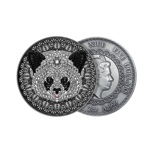 2 troy ounce silver coin Mandala panda 2021 front