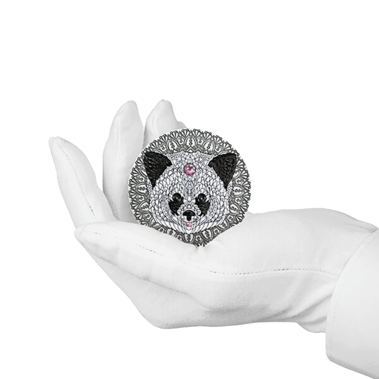 2 troy ounce silver coin Mandala panda 2021 angle 2