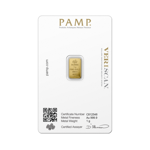 1 gram goudbaar Pamp Suisse Fortuna voorkant