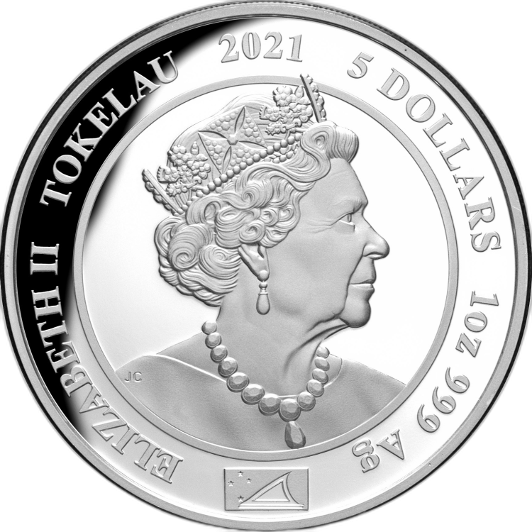 1 troy ounce zilveren munt Princess of Wales 2021 Proof perspectief 1