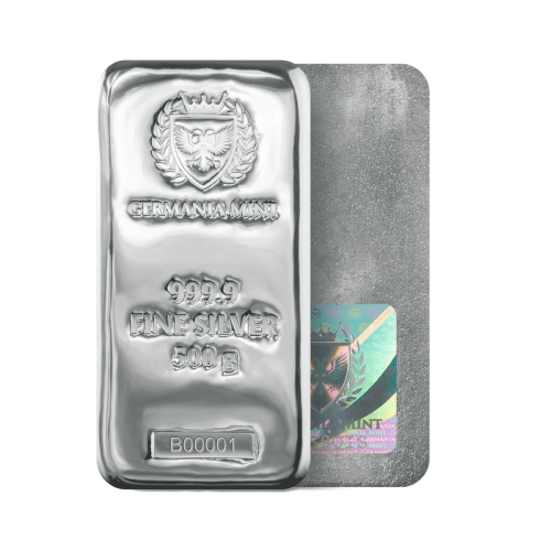 500 grams Silver bar Germania Mint front