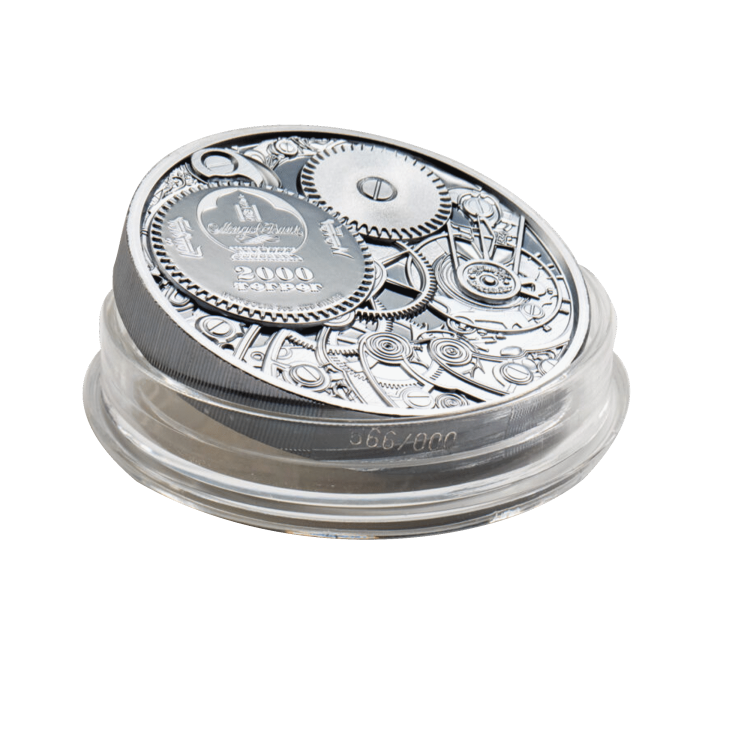3 troy ounce zilveren munt evolutie van het uurwerk - mechanische bij 2020 perspectief 2
