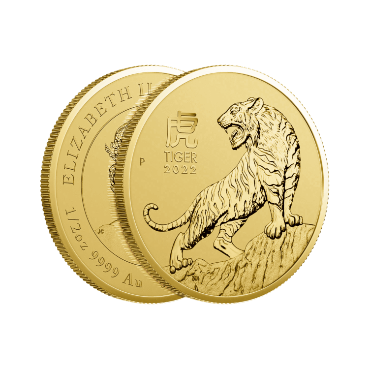 1 Troy ounce gouden munt Lunar 2022 perspectief 2