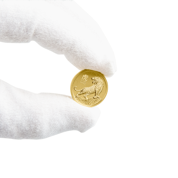1/4 Troy ounce gouden munt Lunar 2022 perspectief 4