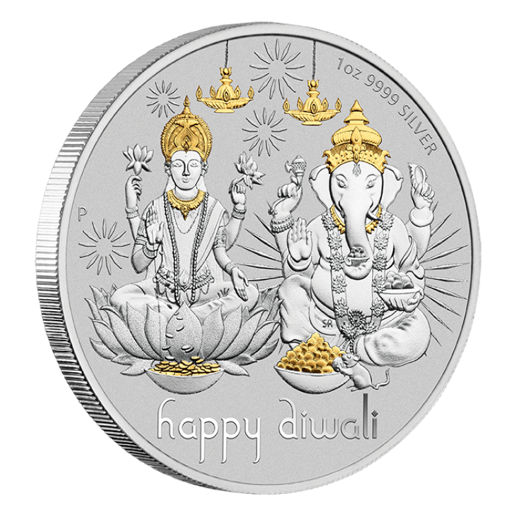 1 troy ounce zilveren munt Diwali 2021 perspectief 2