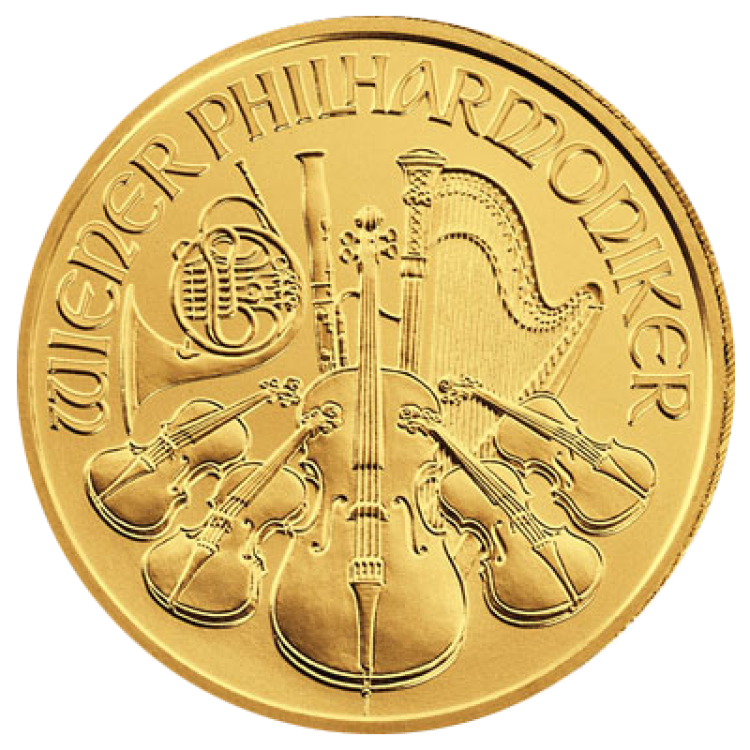 1 troy ounce gouden Philharmoniker munt 2017 voorkant