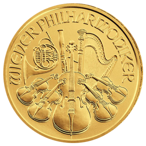 1 troy ounce gouden Philharmoniker munt 2017 voorkant