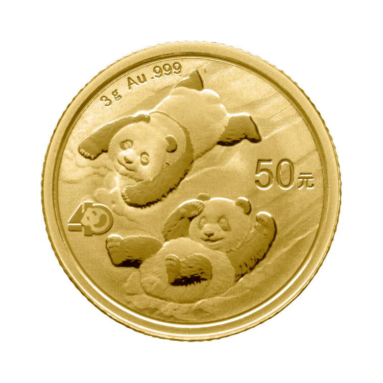 3 Gram gouden munt Panda 2022 voorkant