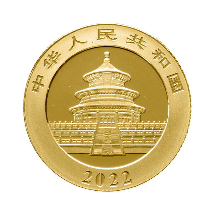 8 gram gouden munt Panda 2022 achterkant