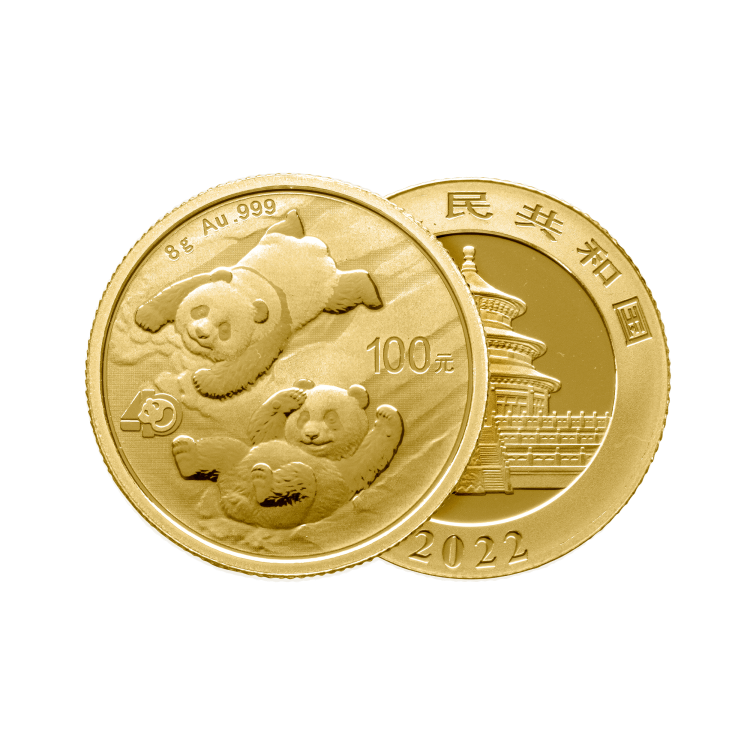 8 gram gouden munt Panda 2022 perspectief 1