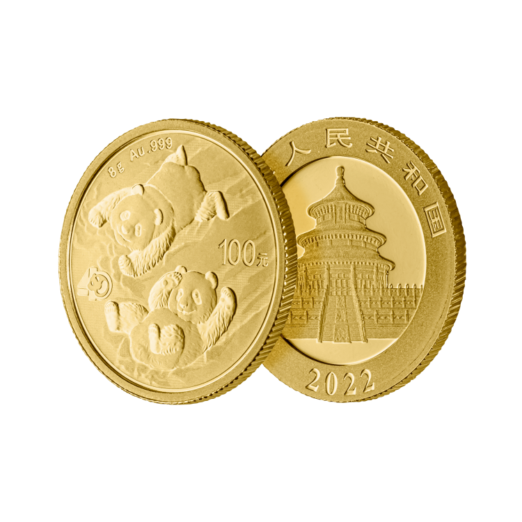 8 gram gouden munt Panda 2022 perspectief 2