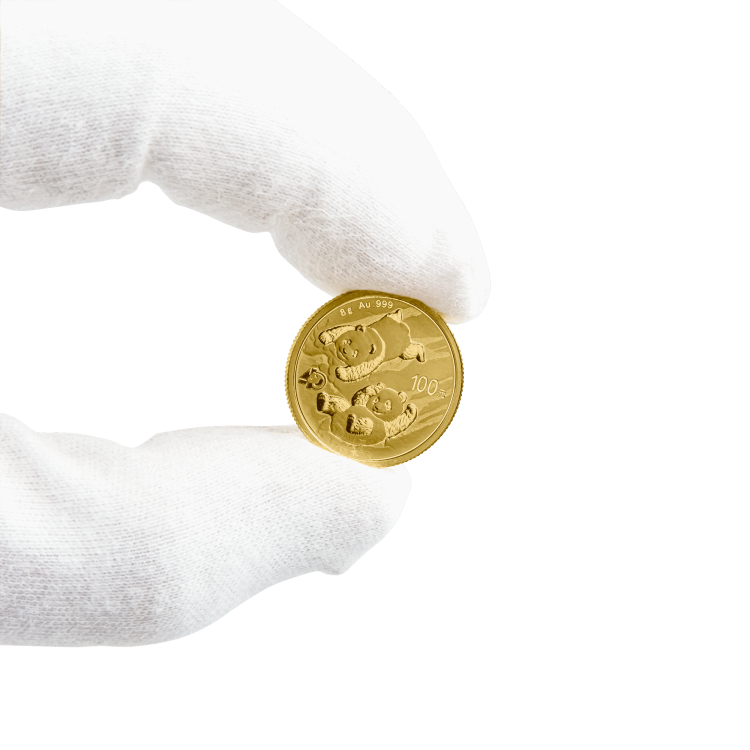 8 gram gouden munt Panda 2022 perspectief 4