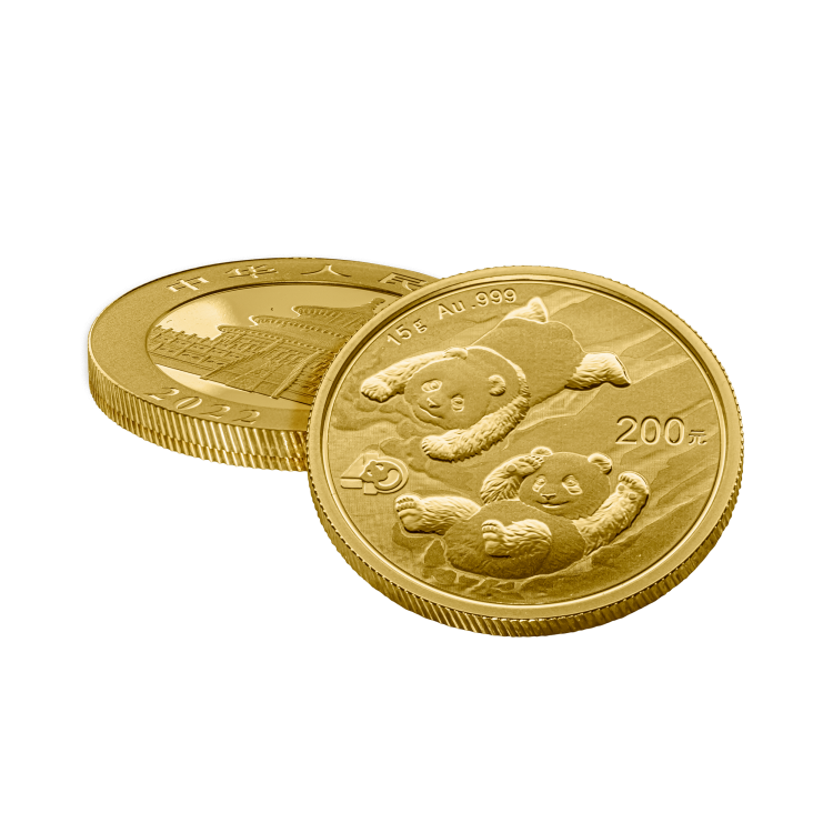 15 Grams gold coin Panda 2022 angle 2