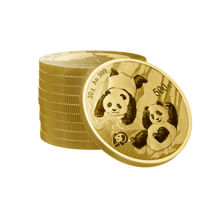 30 Grams gold coin Panda 2022 angle 3