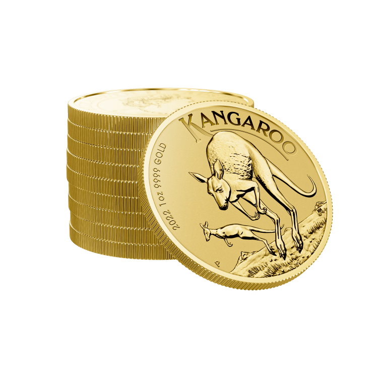 1 Troy ounce gouden munt Kangaroo 2022 perspectief 3