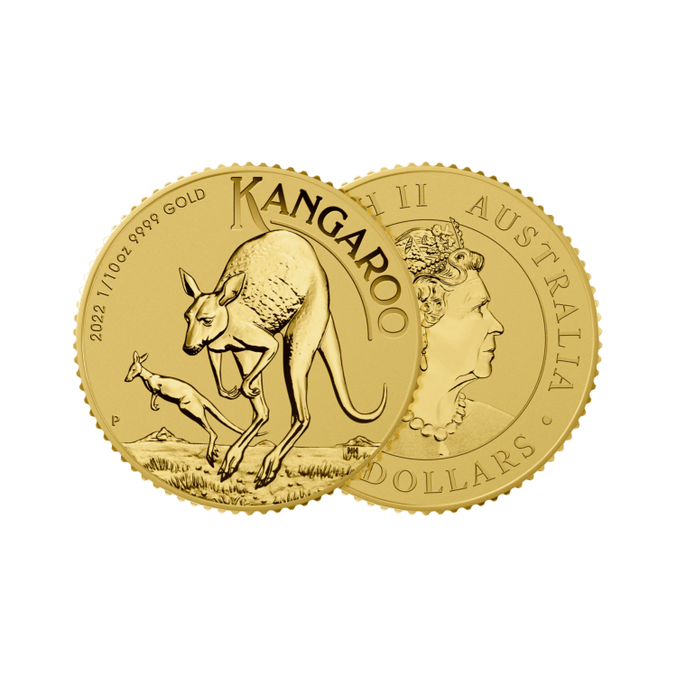 1/10 troy ounce gouden munt Kangaroo 2022 perspectief 1