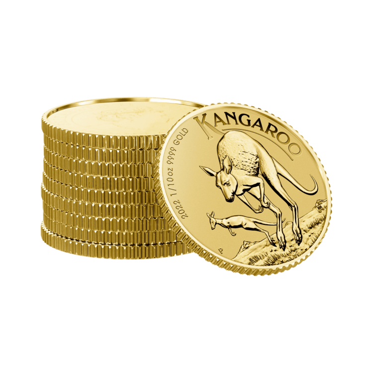 1/10 troy ounce gouden munt Kangaroo 2022 perspectief 2