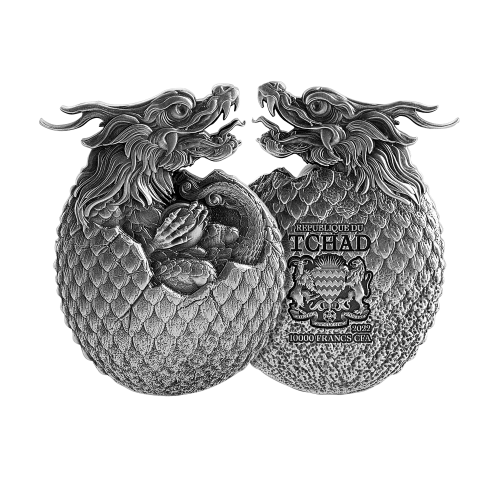 2 Troy ounce silver coin egg of the dragon 2022 front