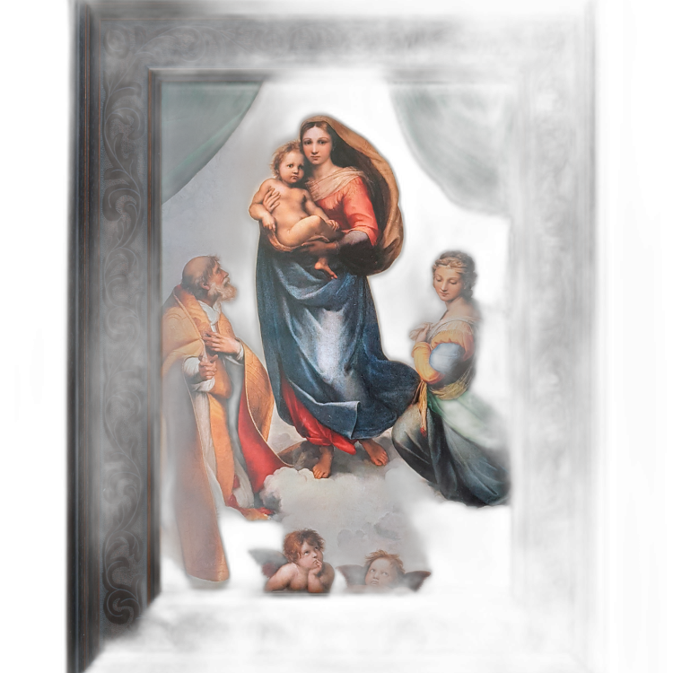 1,5 kilo zilveren munt schilderij Sistine Madonna 2020 Proof achterkant