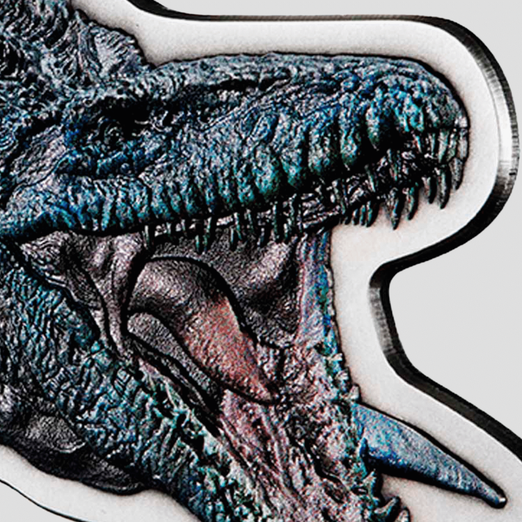 2 troy ounce zilveren munt Jurassic World - Mosasaurus 2022 perspectief 3