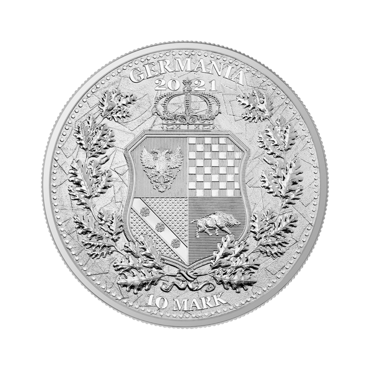 2 troy ounce zilveren munt Germania Allegories 2021 achterkant