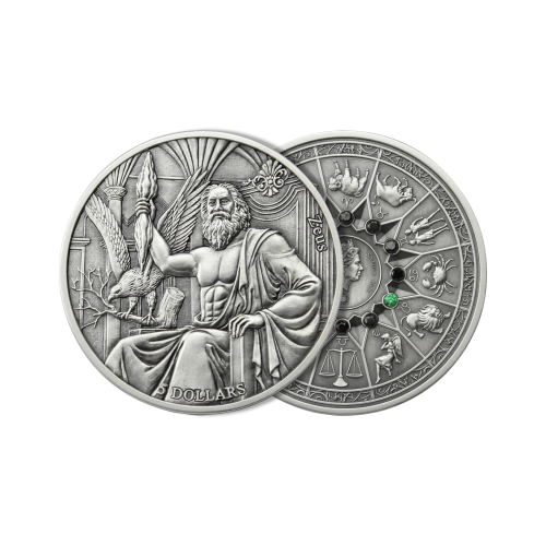 2 Troy ounce silver coin Zeus VS Leo 2021 front