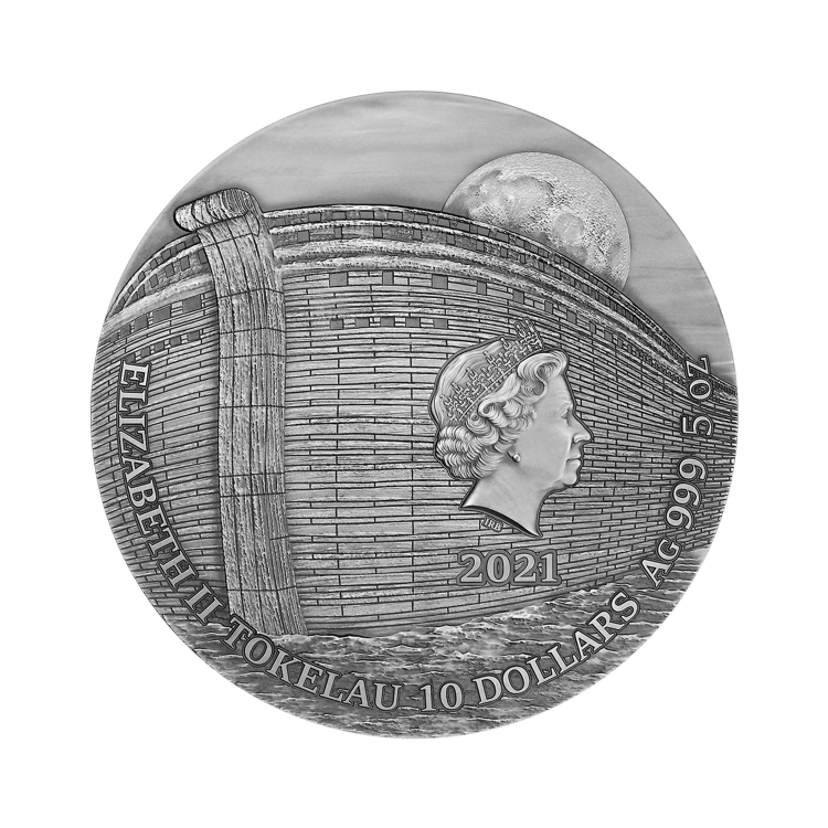 5 troy ounce silver coin Noach Ark 2021 back