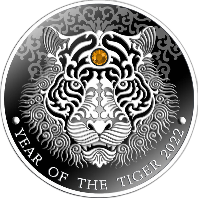 1/2 troy ounce silver coin year of the tiger 2022 Proof back