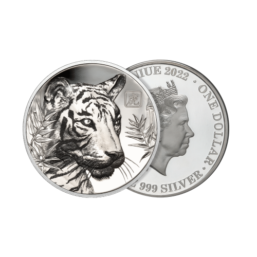 1 troy ounce silver coin Lunar tiger 2022 Proof front