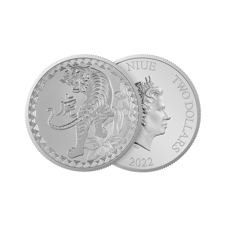 1 troy ounce zilveren munt Niue jaar van de tijger 2022 perspectief 1