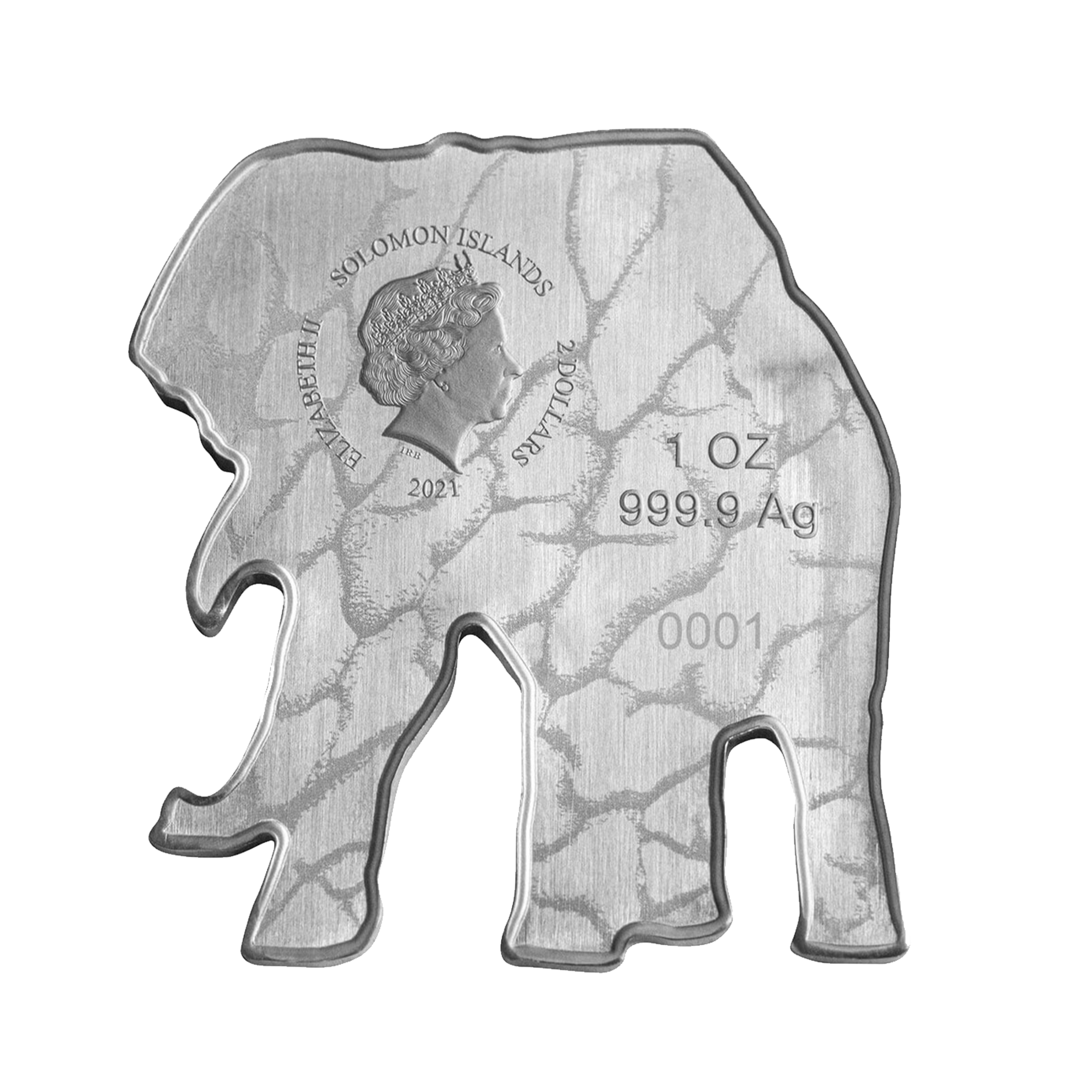 1 troy ounce zilveren munt Afrikaanse Olifant 2021 achterkant