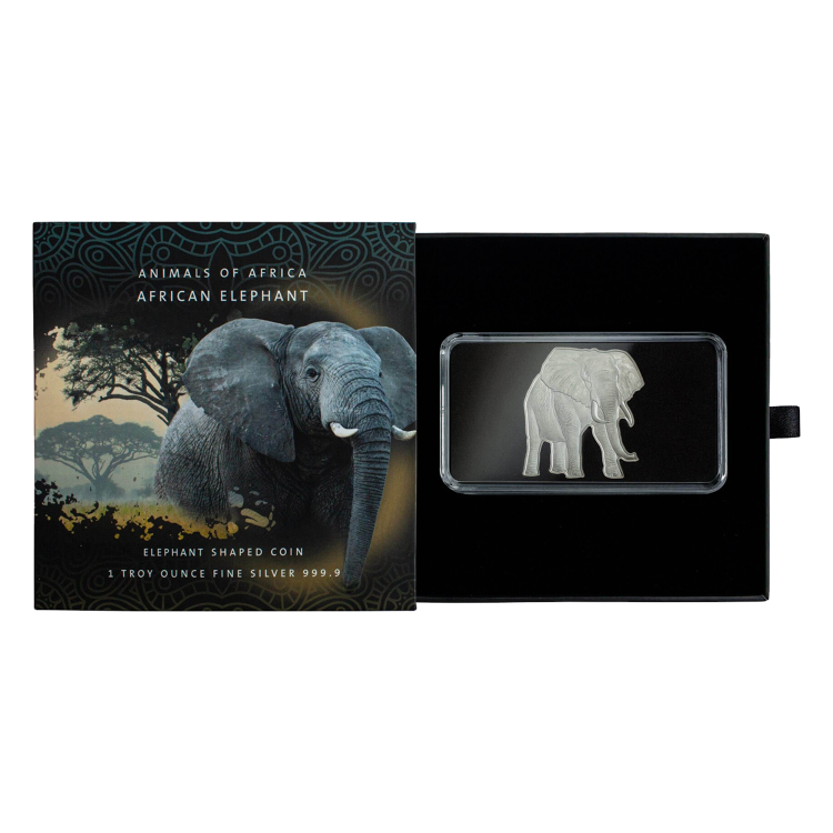 1 troy ounce zilveren munt Afrikaanse Olifant 2021 perspectief 2