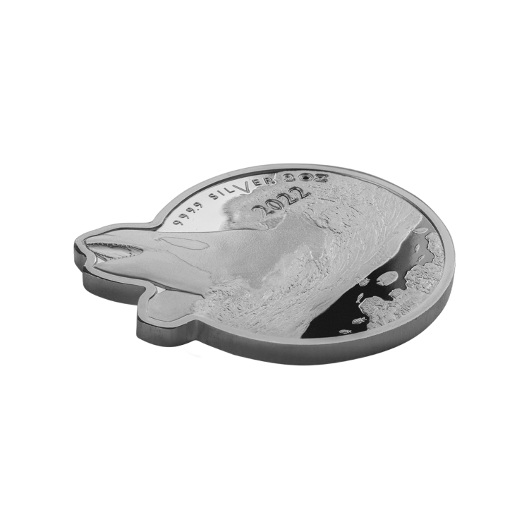 2 troy ounce silver coin killer whale 2022 angle 1