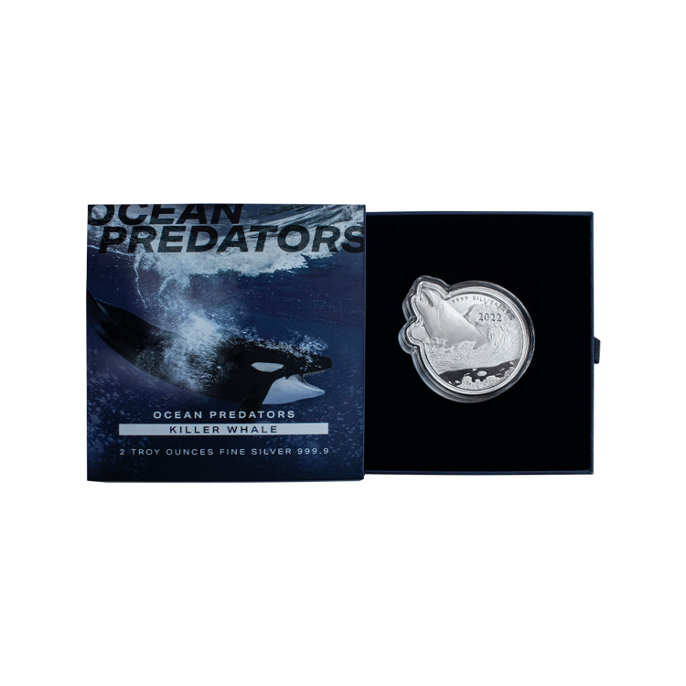 2 troy ounce silver coin killer whale 2022 angle 2