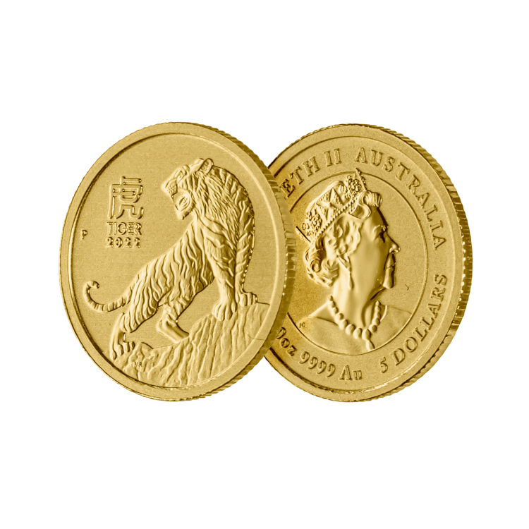 1/20 Troy ounce gouden munt Lunar 2022 perspectief 2