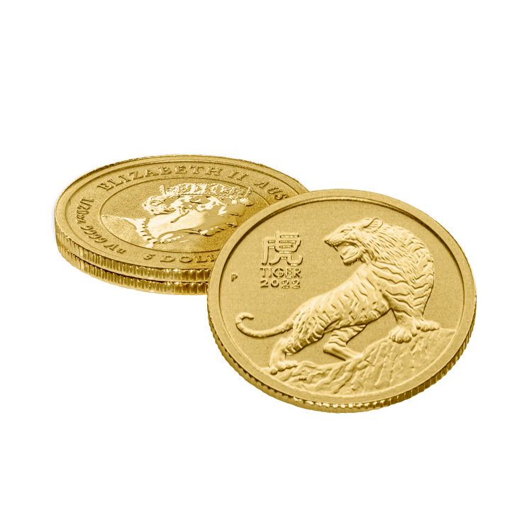 1/20 Troy ounce gouden munt Lunar 2022 perspectief 3