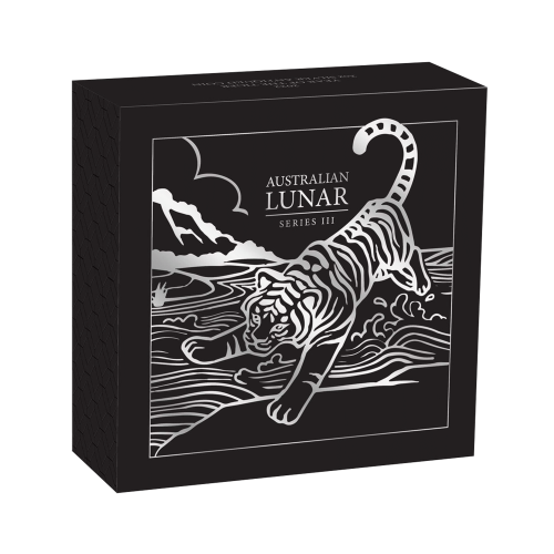 2 troy ounce silver Lunar Tiger 2022 Antique Finish front