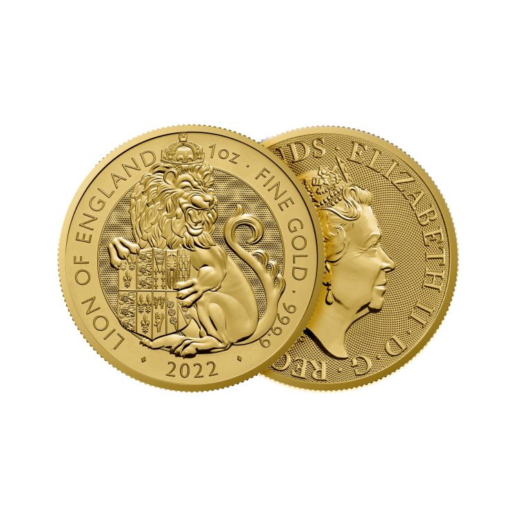 1 Troy ounce gouden munt Tudor Beasts Lion 2022 perspectief 1