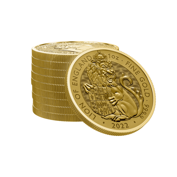 1 Troy ounce gouden munt Tudor Beasts Lion 2022 perspectief 2