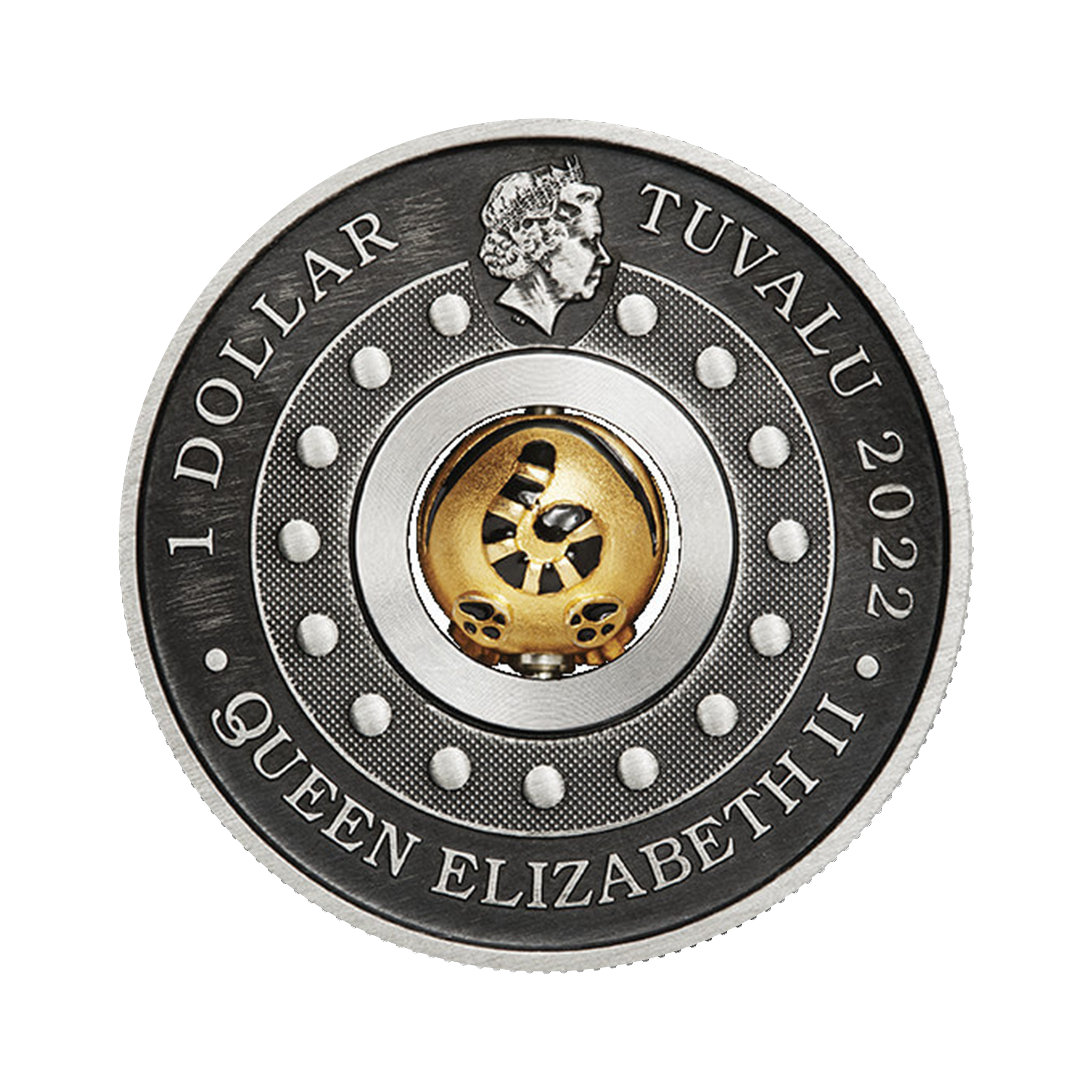 1 troy ounce zilveren munt Lunar jaar van de tijger Rotating Charme 2022 achterkant