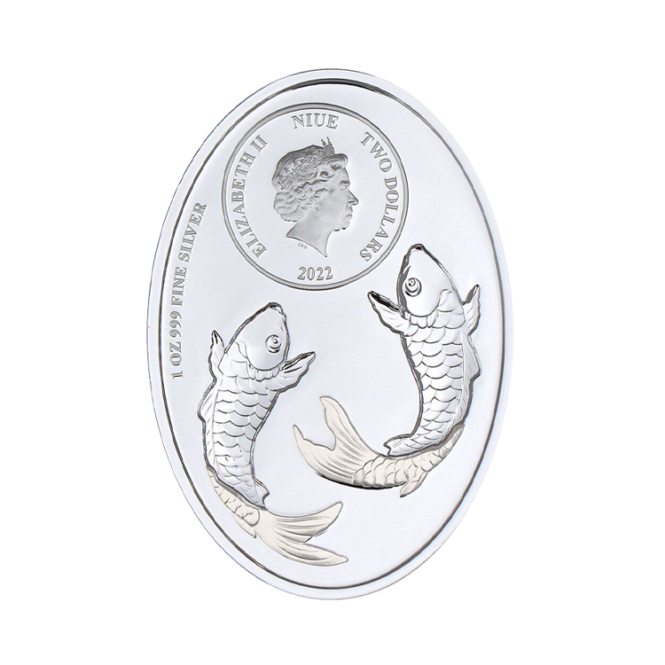 1 troy ounce silver coin Auspicious Koi 2022 back