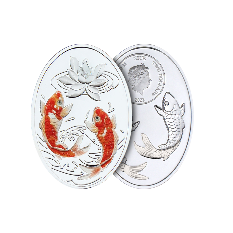 1 troy ounce silver coin Auspicious Koi 2022 angle 1