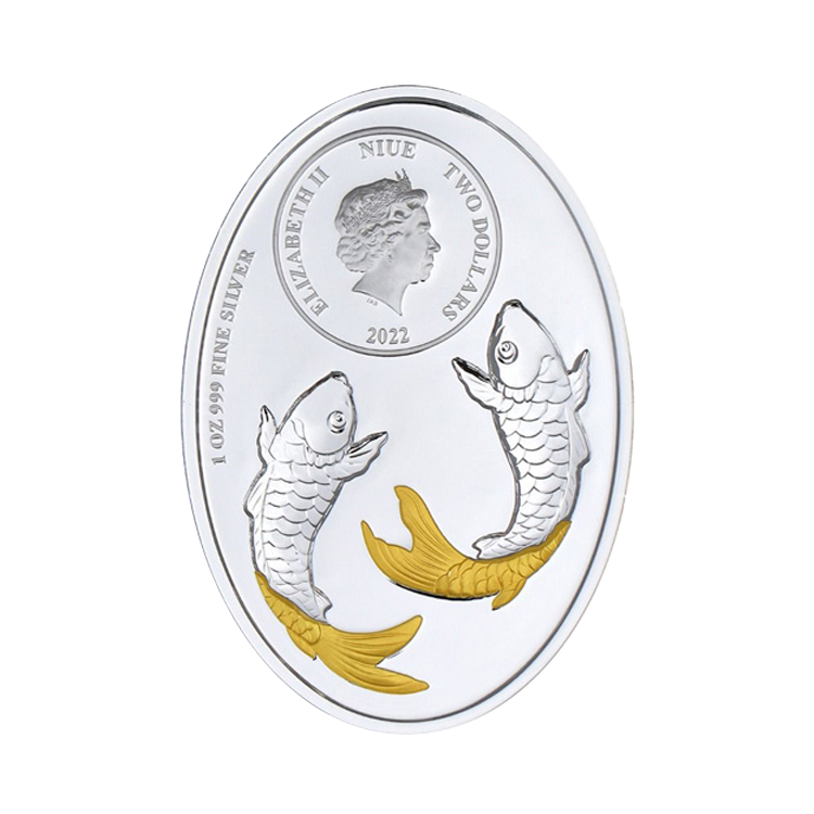 1 troy ounce zilveren munt Prosperity Koi 2022 achterkant