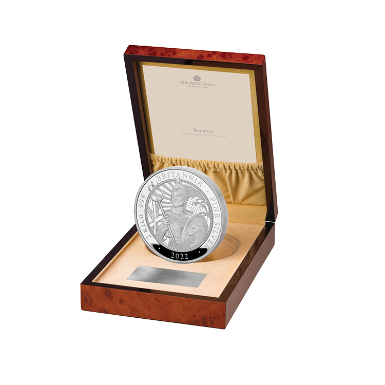 2 kilo zilveren munt Britannia 2022 Proof perspectief 2