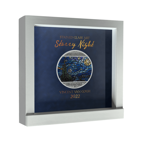 2 troy ounce silver coin Vincent van Gogh Starry Night 2022 front