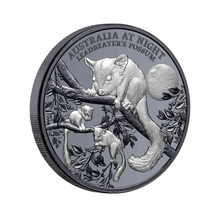 1 troy ounce zilveren munt Leadbeater's Possum perspectief 2