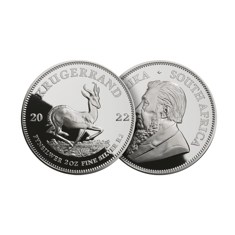 2 troy ounce silver coin Krugerrand Proof angle 2