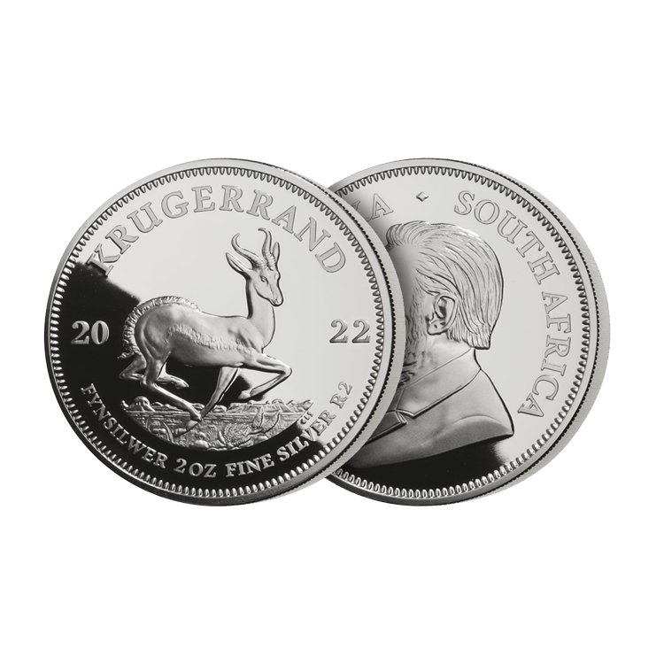 2 troy ounce silver coin Krugerrand Proof angle 3