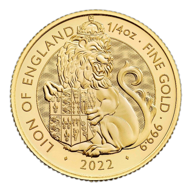 1 troy ounce gold coin Royal Tudor Beast Lion of England Proof angle 1